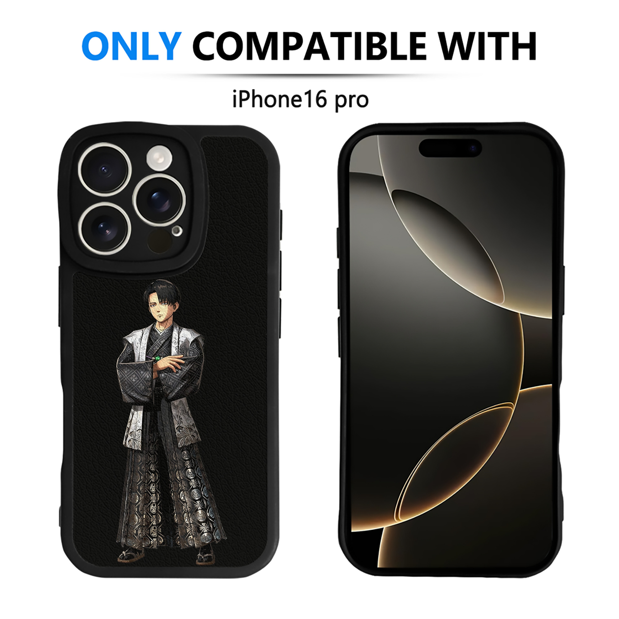 （画像用） 進撃の巨人 リヴァイ·アッカーマン Attack on Titan Levi Ackerman 【iPhone 16シリーズ対応】シリコンスマホケース（レザー調） 材質：シリコン
